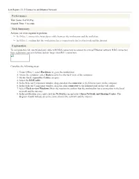 Lab Report: 2.1.3 Connect to an Ethernet Network
