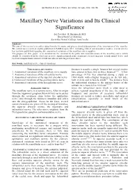 Maxillary Nerve Variations and Its Clinical Significance