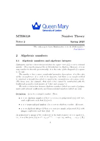 MTH6128 Number Theory 2 Algebraic Numbers