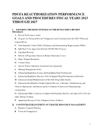 Pdufa Reauthorization Performance Goals and Procedures Fiscal Years 2023 Through 2027