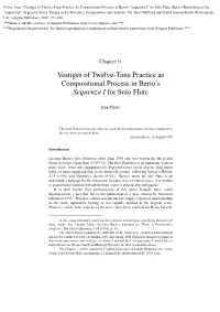 Vestiges of Twelve-Tone Practice As Compositional Process in Berio's Sequenza I for Solo Flute