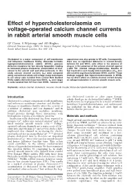 Effect of Hypercholesterolaemia on Voltage-Operated Calcium Channel Currents in Rabbit Arterial Smooth Muscle Cells