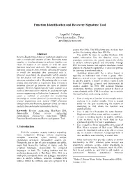 Function Identification and Recovery Signature Tool