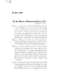H. Res. 598 in the House of Representatives, U.S