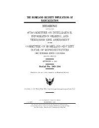 Homeland Security Implications of Radicalization