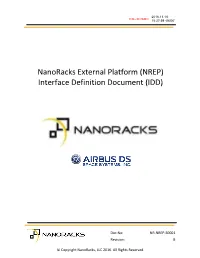 Nanoracks External Platform (NREP) Interface Definition Document (IDD)