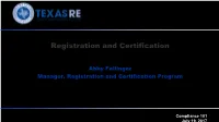 Registration and Certification