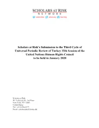 Scholars at Risk's Submission to the Third Cycle of Universal Periodic