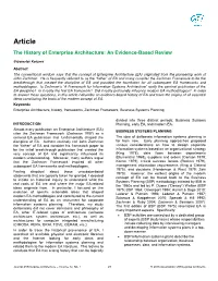 The History of Enterprise Architecture: an Evidence-Based Review