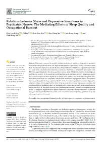 The Mediating Effects of Sleep Quality and Occupational Burnout