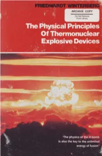 The Physical Principles of Thermonuclear Explosive Devices