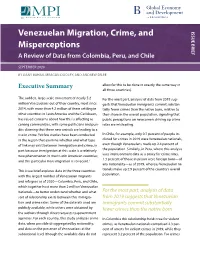 Venezuelan Migration, Crime, and Misperceptions: a Review of Data from Colombia, Peru, and Chile