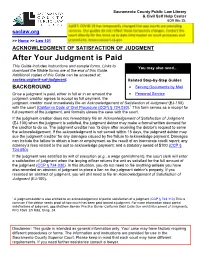 Acknowledgement of Satisfaction of Judgment
