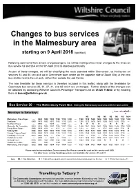 Changes to Bus Services in the Malmesbury Area