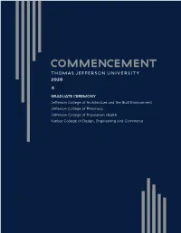 Commencement Thomas Jefferson University 2020