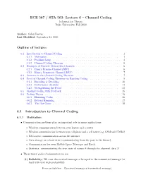 ECE 587 / STA 563: Lecture 6 – Channel Coding Information Theory Duke University, Fall 2020