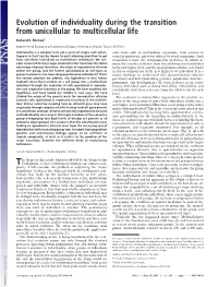Evolution of Individuality During the Transition from Unicellular to Multicellular Life