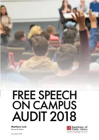 FREE SPEECH on CAMPUS AUDIT 2018 Matthew Lesh Research Fellow