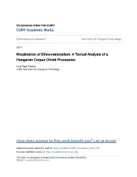 Ritualization of Ethno-Nationalism: a Textual Analysis of a Hungarian Corpus Christi Procession