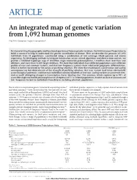 An Integrated Map of Genetic Variation from 1,092 Human Genomes
