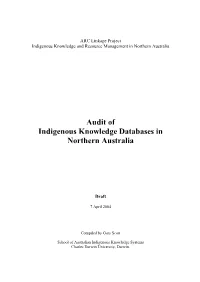 Audit of Indigenous Knowledge Databases in Northern Australia
