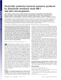 Electrically Conductive Bacterial Nanowires Produced by Shewanella Oneidensis Strain MR-1 and Other Microorganisms