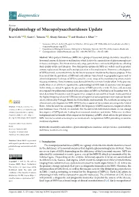 Epidemiology of Mucopolysaccharidoses Update