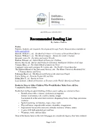 Recommended Reading List by Andrew Pudewa