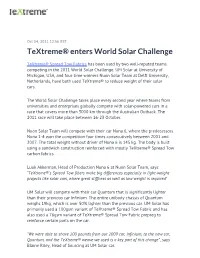 Textreme® Enters World Solar Challenge