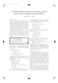 95 Relationship Between the Order of Object and Verb and the Order of Adposition and Noun Phrase