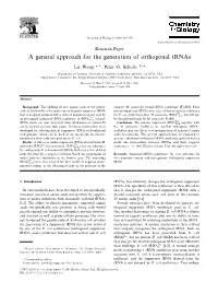 A General Approach for the Generation of Orthogonal Trnas