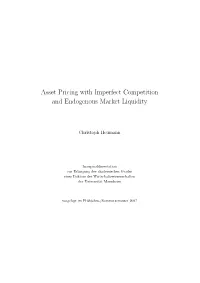 Asset Pricing with Imperfect Competition and Endogenous Market Liquidity