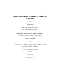 Efficient Synchronization Mechanisms for Scalable GPU Architectures