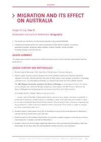 Migration and Its Effect on Australia