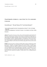 Pseudohepatica Duidensis, a New Lichen from the Venezuelan Amazonas