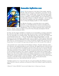 Ramadan Reflection 2021