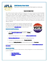2018 Election Voter Guide Your Primer on the Races and Issues That Impact Our Community