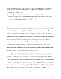 Congressional Briefing on “Natural Resources: a National Responsibility” Organized by the Commission on Security and Cooperation in Europe (The Helsinki Commission)