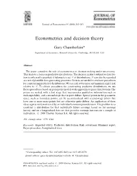 Econometrics and Decision Theory