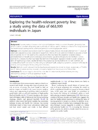 Exploring the Health-Relevant Poverty Line: a Study Using the Data of 663,000 Individuals in Japan Takashi Oshio