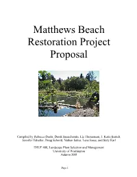 Matthews Beach Restoration Project Proposal