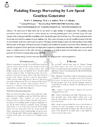 Pedaling Energy Harvesting by Low Speed Gearless Generator 1Prof T