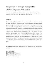 The Problem of Multiple Testing and Its Solutions for Genom-Wide Studies