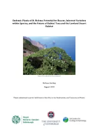 Endemic Plants of St. Helena: Potential for Rescue, Inherent Variation Within Species, and the Future of Babies’ Toes and the Lowland Desert Habitat