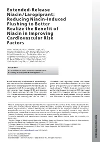 Extended-Release Niacin/Laropiprant: Reducing Niacin-Induced Flushing to Better Realize the Benefit of Niacin in Improving Cardiovascular Risk Factors
