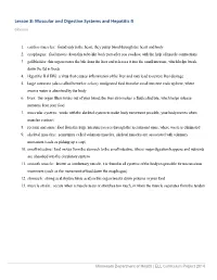 Lesson 8: Muscular and Digestive Systems and Hepatitis B Glossary