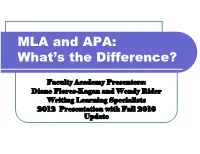 MLA and APA: What's the Difference?