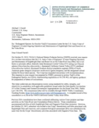 NMFS 2014 Letter of Concurrence for Englebright
