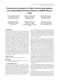 Performance Evaluation of Open Source Web Application Vulnerability Scanners Based on OWASP Benchmark