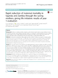 Rapid Reduction of Maternal Mortality in Uganda and Zambia